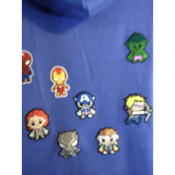 Zerdocean Avengers Hoodie Embroidered Patches Blue Full Zip Unisex 2X Plus Pocke - Picture 10 of 12